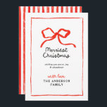 Elegante moderne traditionele rode boog Kerstmis Feestdagenkaart<br><div class="desc">Elegante moderne traditionele rode boog multi script en serif typografie Vrolijk kerstfeest kaart.</div>
