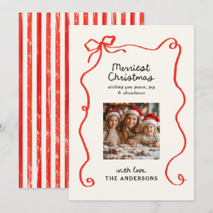 Elegante moderne traditionele rode boog Kerstmis Feestdagenkaart