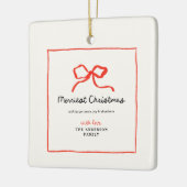 Elegante moderne traditionele rode boog Kerstmis Keramisch Ornament (Links)