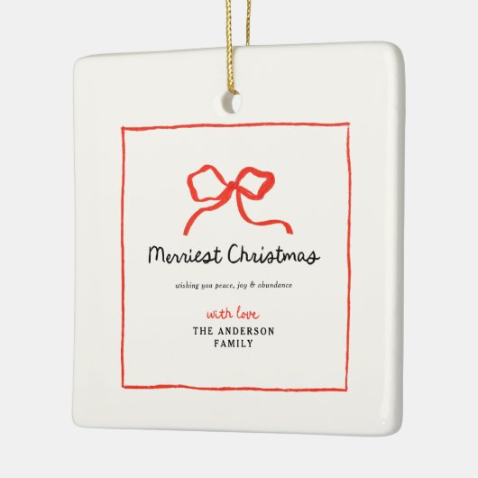 Elegante moderne traditionele rode boog Kerstmis Keramisch Ornament (Links)