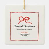 Elegante moderne traditionele rode boog Kerstmis Keramisch Ornament (Achterkant)