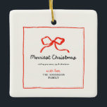 Elegante moderne traditionele rode boog Kerstmis Keramisch Ornament<br><div class="desc">Elegante moderne traditionele rode boog multi script en serif typografie Vrolijk kerstfeest voorkeur decor cadeau mok.</div>