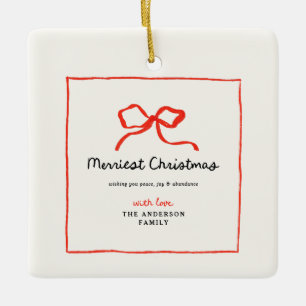 Elegante moderne traditionele rode boog Kerstmis Keramisch Ornament