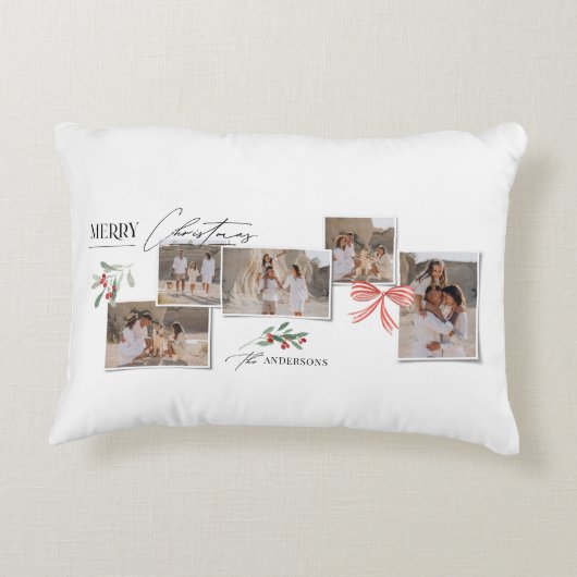 Elegante moderne traditionele rode boog multi foto accent kussen (Achterkant)