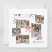 Elegante moderne traditionele rode boog multi foto feestdagenkaart (Voorkant)