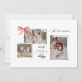 Elegante moderne traditionele rode boog multi foto feestdagenkaart (Voorkant)