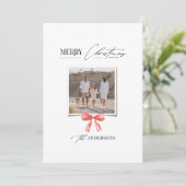Elegante moderne traditionele rode boog multi foto feestdagenkaart (Staand voorkant)