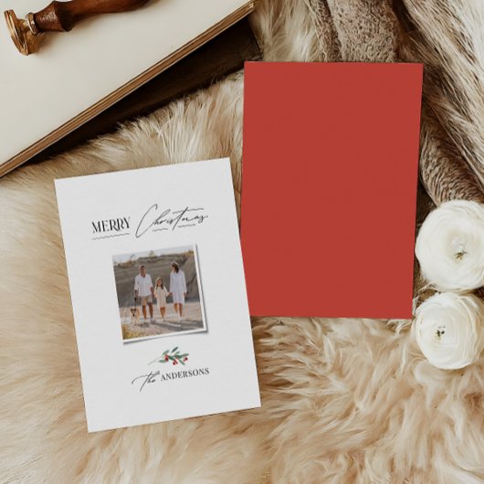 Elegante moderne traditionele rode boog multi foto feestdagenkaart