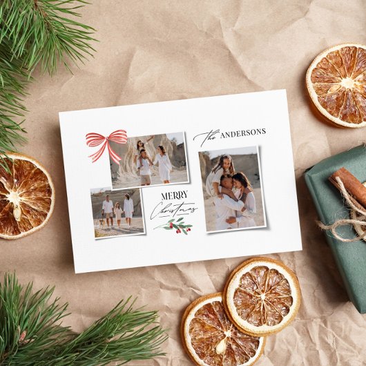 Elegante moderne traditionele rode boog multi foto feestdagenkaart