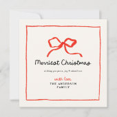 Elegante moderne traditionele rode strik Christmas Feestdagenkaart (Voorkant)