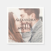 Elegante moderne transparante foto bruiloft recept servet (Voorkant)