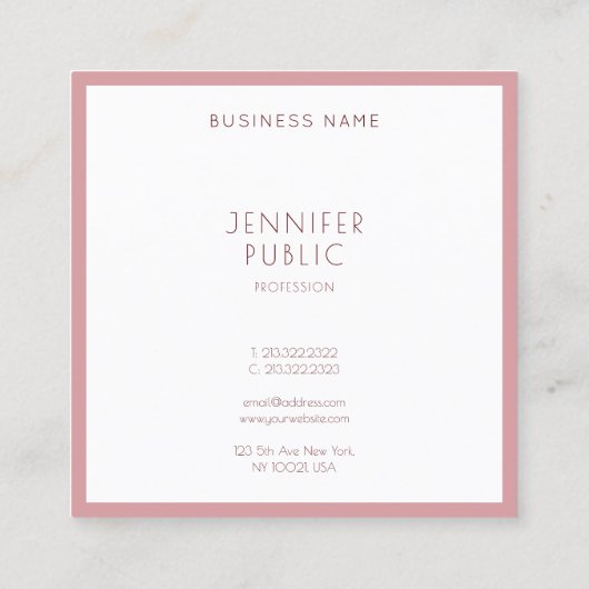 Elegante moderne trend kleuren Professional Eenvou Vierkante Visitekaartje (Achterkant)