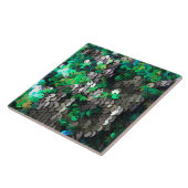 Elegante moderne trendy groene grijze pailletten tegeltje (Zijkant)
