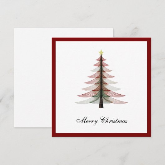 Elegante moderne trendy minimalistische kerstboom feestdagenkaart (Voorkant / Achterkant)