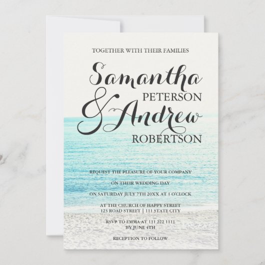 Elegante moderne tropische strandfotografie bruilo kaart (Voorkant)