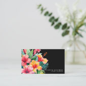 Elegante moderne tropische zwarte Visitekaartjes (Staand voorkant)