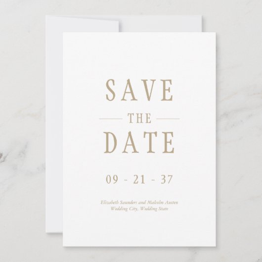 Elegante Moderne Trouw Wit Save The Date (Voorkant)
