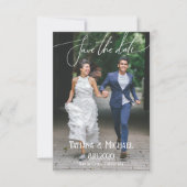 Elegante moderne trouwdag foto script budget save the date (Voorkant)