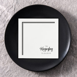Elegante Moderne Trouwdag Zwart en Wit Servet