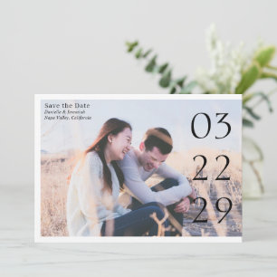 Elegante moderne trouwdatum in strakke vormgeving save the date