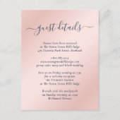 Elegante moderne trouwdetails in marineblauw en bl informatiekaartje (Voorkant)