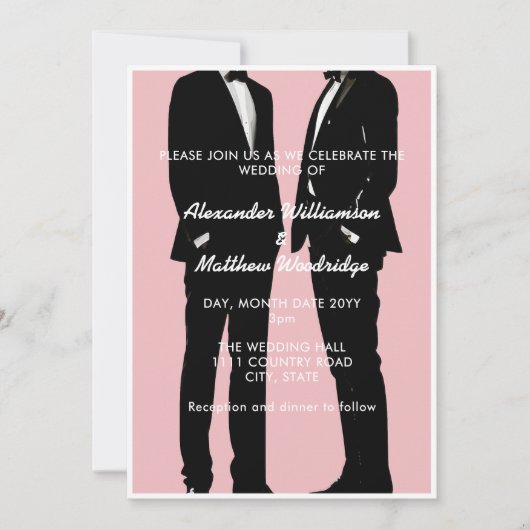 Elegante moderne trouwerij voor homoseksuele manne kaart (Voorkant)