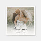 Elegante moderne trouwfoto dank u servet (Voorkant)