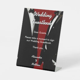 Elegante moderne trouwgastboek voor homoseksuele m reclamebord met voetstuk