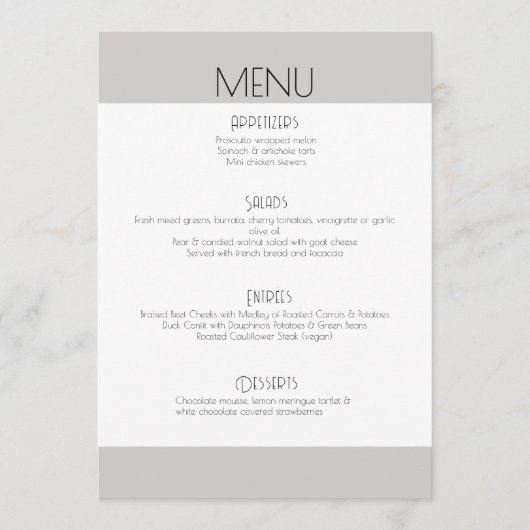 Elegante moderne trouwkaart klassieke script menuk menu (Voorkant)