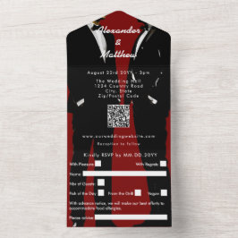 Elegante moderne trouwkaart voor homoseksuele mann all in one uitnodiging