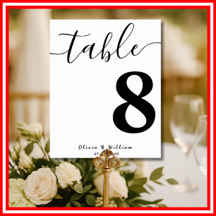 Elegante moderne trouwkaligrafie tafelnummer poster
