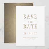 Elegante Moderne Trouwring Witgoud Save The Date (Voorkant / Achterkant)