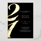 Elegante moderne typografie 21ste verjaardag folie uitnodiging (Voorkant)