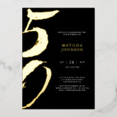 Elegante moderne typografie 50ste verjaardag folie uitnodiging (Voorkant)