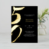 Elegante moderne typografie 50ste verjaardag folie uitnodiging (Staand Voorkant)