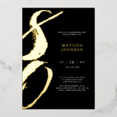 Elegante moderne typografie 80ste verjaardag folie uitnodiging (Voorkant)