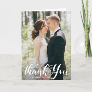 elegante moderne typografie bride & groom bruiloft bedankkaart