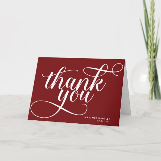 Elegante moderne typografie bruiloft bedankkaarten bedankkaart (Voorkant)