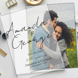 Elegante moderne typografie bruiloft Save the Date Vellum Uitnodigingen