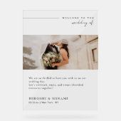 Elegante moderne typografie bruiloft welkom acryl bord (Voorkant)