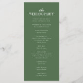 Elegante moderne typografie donker olijfgroen brui programmakaart (Achterkant)