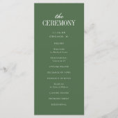 Elegante moderne typografie donker olijfgroen brui programmakaart (Voorkant)