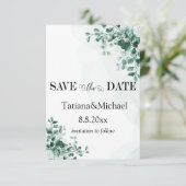 elegante moderne typografie Eucalyptus waterverf Save The Date (Staand voorkant)