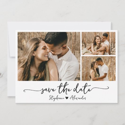 Elegante moderne typografie foto collage bruiloft save the date (Voorkant)