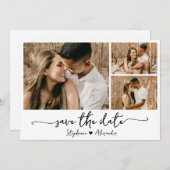 Elegante moderne typografie foto collage bruiloft save the date (Voorkant / Achterkant)