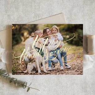 Elegante moderne typografie Foto Happy Thanksgivin Folie Feestdagenkaart