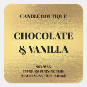 Elegante moderne typografie gouden folie kaars lab vierkante sticker (Voorkant)