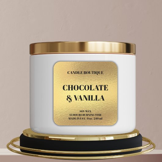 Elegante moderne typografie gouden folie kaars lab vierkante sticker