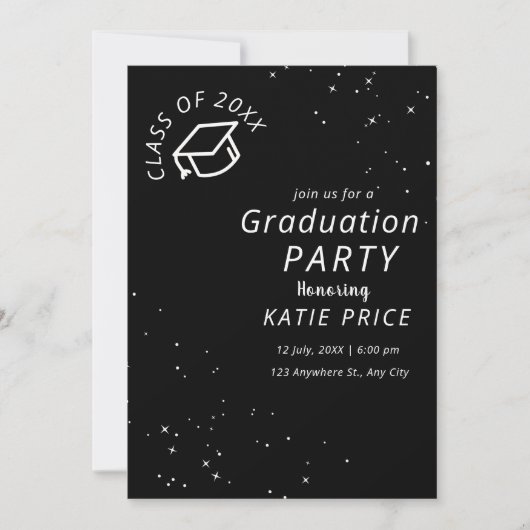 elegante moderne typografie Graduation Invitations Feestdagenkaart (Voorkant)