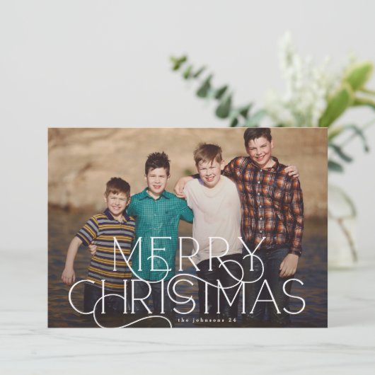 Elegante & Moderne Typografie PRETTIG KERSTFEEST f Feestdagenkaart (Staand voorkant)